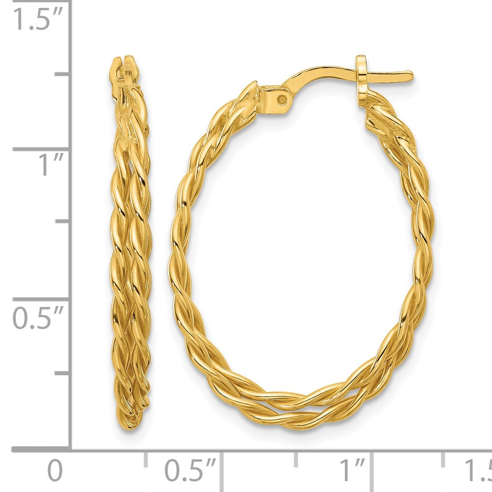 Sterlingsilber Goldfarben Poliert Gedreht Lrg Oval Creolen