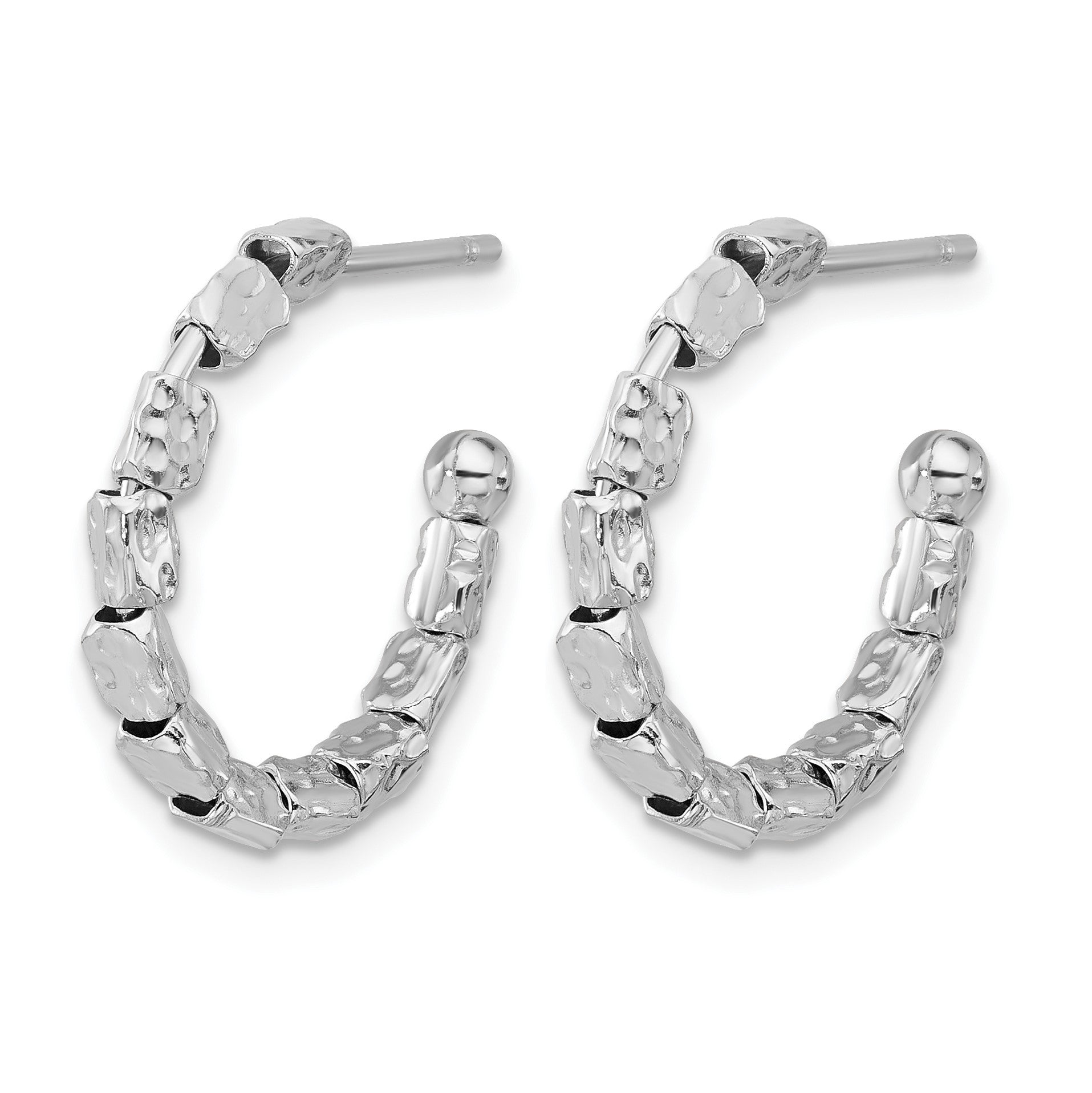 Sterlingsilber Rhodiniert Poliert/hammered J Creole Ohrstecker