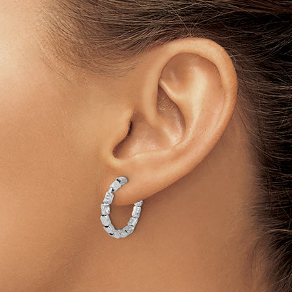 Sterlingsilber Rhodiniert Poliert/hammered J Creole Ohrstecker