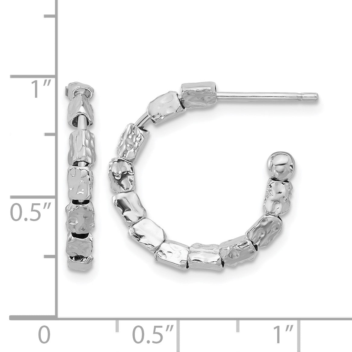 Sterlingsilber Rhodiniert Poliert/hammered J Creole Ohrstecker