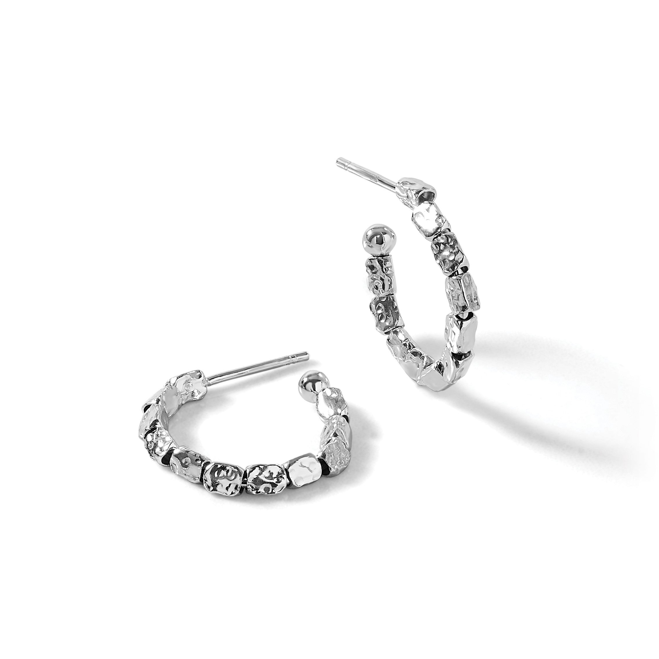 Sterlingsilber Rhodiniert Poliert/hammered J Creole Ohrstecker