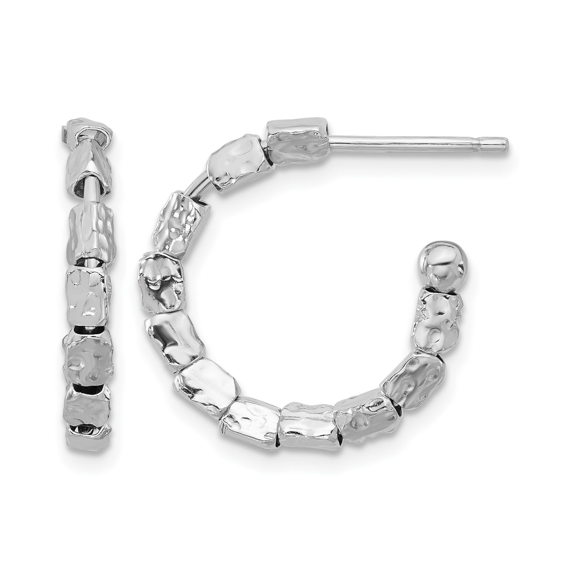 Sterlingsilber Rhodiniert Poliert/hammered J Creole Ohrstecker