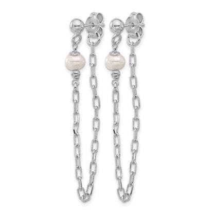 Sterlingsilber Rhodiniert Platin Fwc Perle Vorderseite/back Kette Ohrhänger
