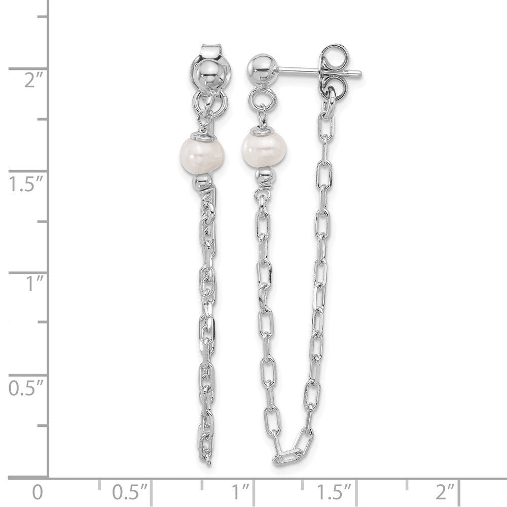 Sterlingsilber Rhodiniert Platin Fwc Perle Vorderseite/back Kette Ohrhänger
