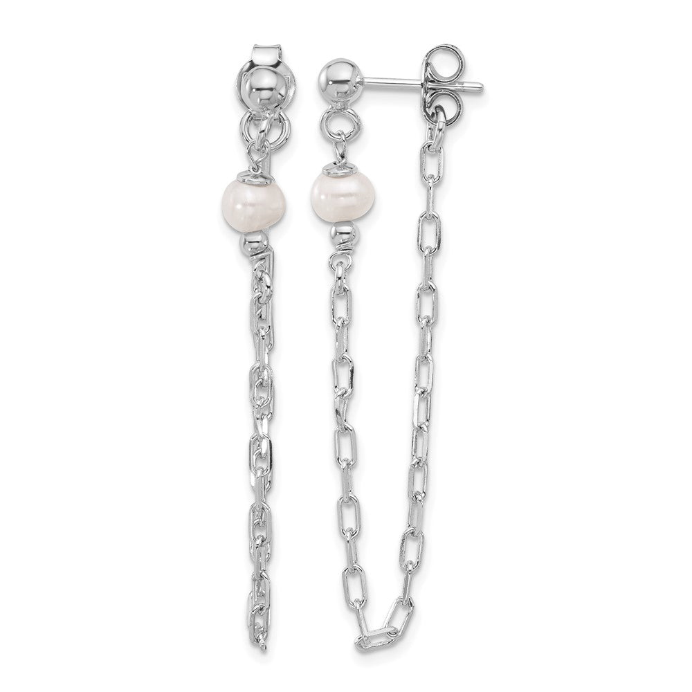 Sterlingsilber Rhodiniert Platin Fwc Perle Vorderseite/back Kette Ohrhänger