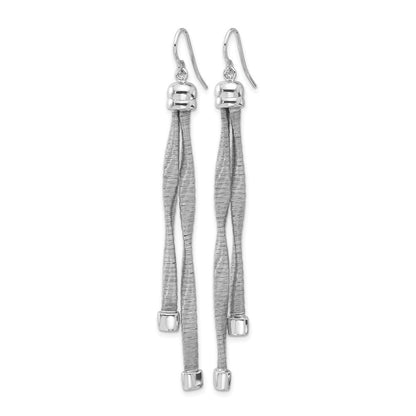 Sterlingsilber Rhodiniert Pl Gedreht Texture Wrapped 2 Strang Ohrring