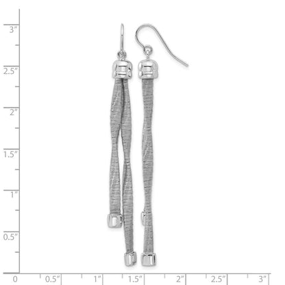 Sterlingsilber Rhodiniert Pl Gedreht Texture Wrapped 2 Strang Ohrring