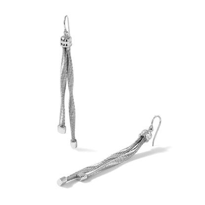 Sterlingsilber Rhodiniert Pl Gedreht Texture Wrapped 2 Strang Ohrring
