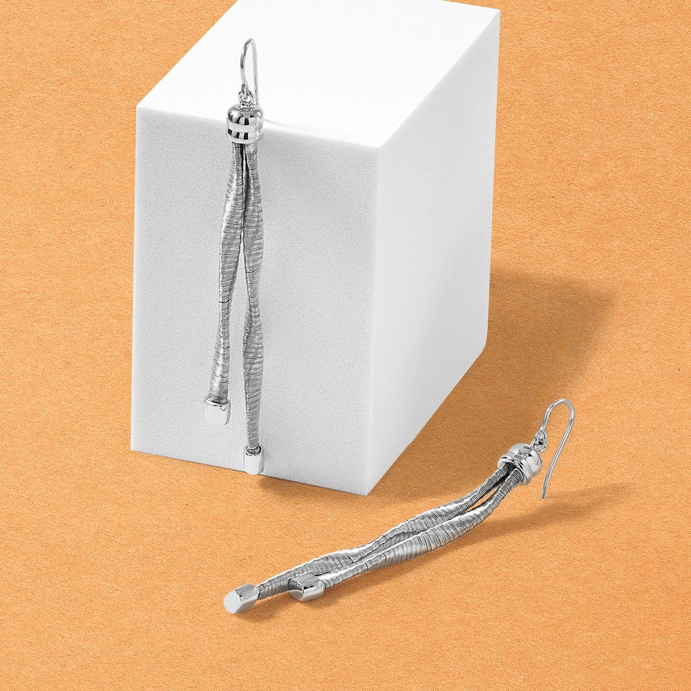 Sterlingsilber Rhodiniert Pl Gedreht Texture Wrapped 2 Strang Ohrring