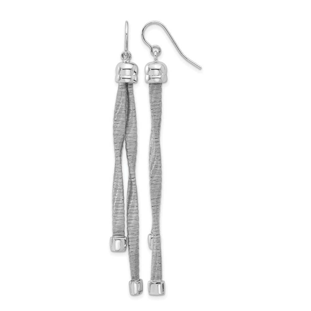 Sterlingsilber Rhodiniert Pl Gedreht Texture Wrapped 2 Strang Ohrring
