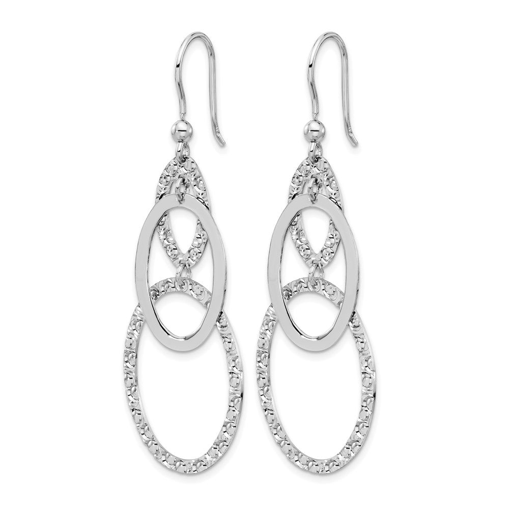 Sterlingsilber Rhodiniert Poliert/textured Ovals Ohrhänger