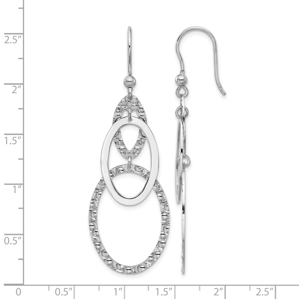 Sterlingsilber Rhodiniert Poliert/textured Ovals Ohrhänger