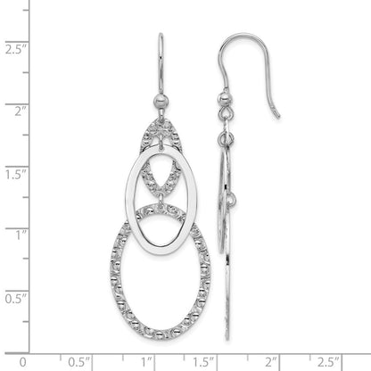 Sterlingsilber Rhodiniert Poliert/textured Ovals Ohrhänger