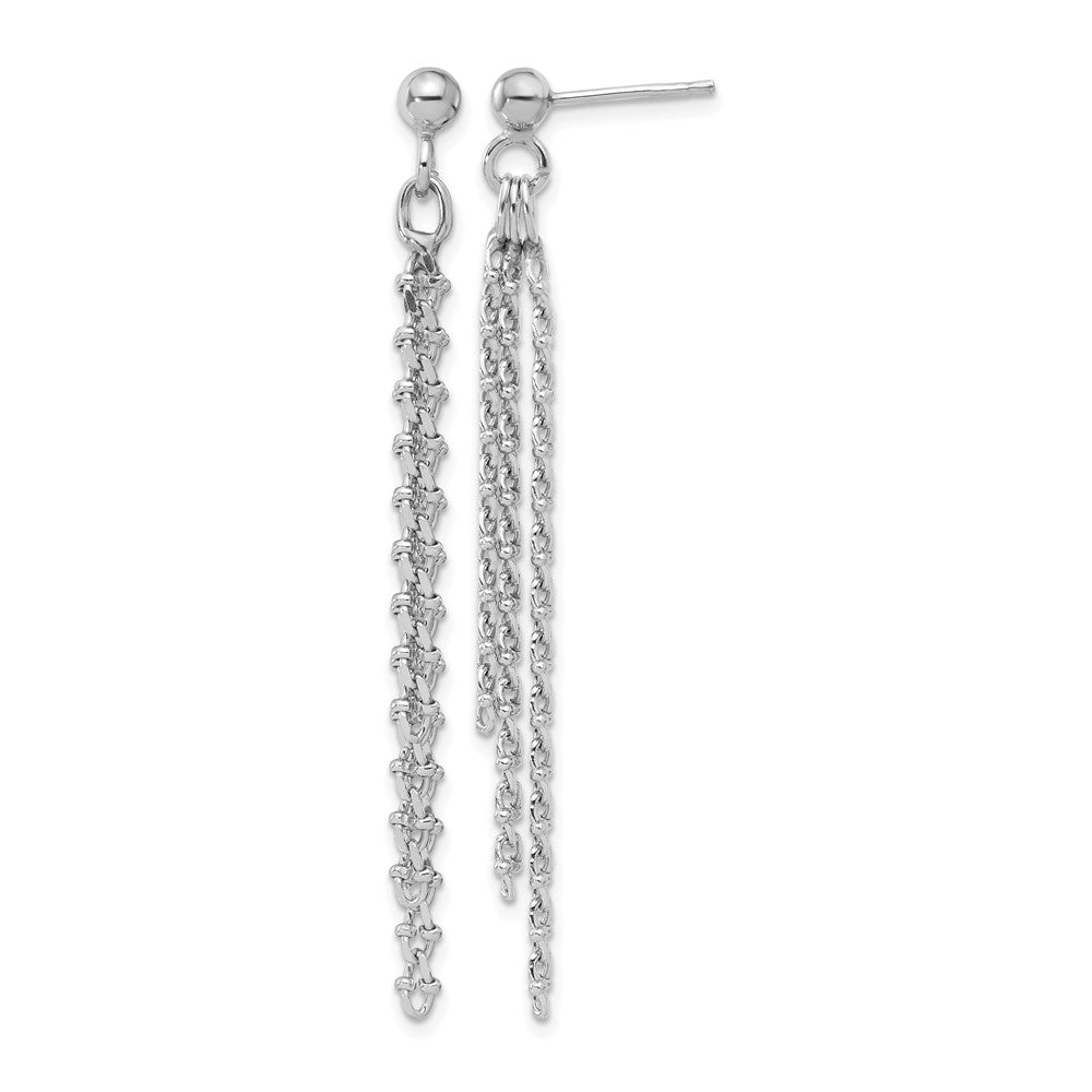 Sterlingsilber Rhodiniert Poliert 3 Strang Stecker Ohrhänger