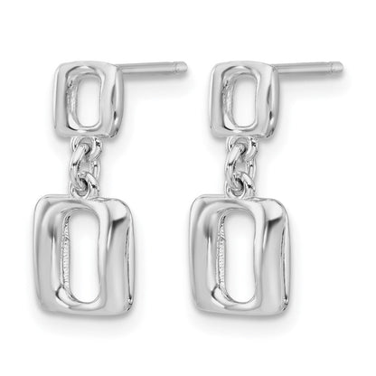 Sterlingsilber Rhodiniert Quadratisch Glieder Hängend Ohrstecker