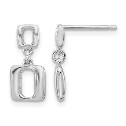 Sterlingsilber Rhodiniert Quadratisch Glieder Hängend Ohrstecker