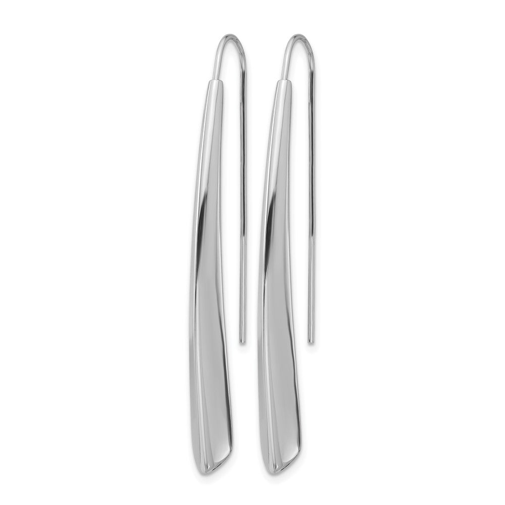Sterlingsilber Rhodium Platte Poliert Tropfen Stab Durchzieher-Ohrringe