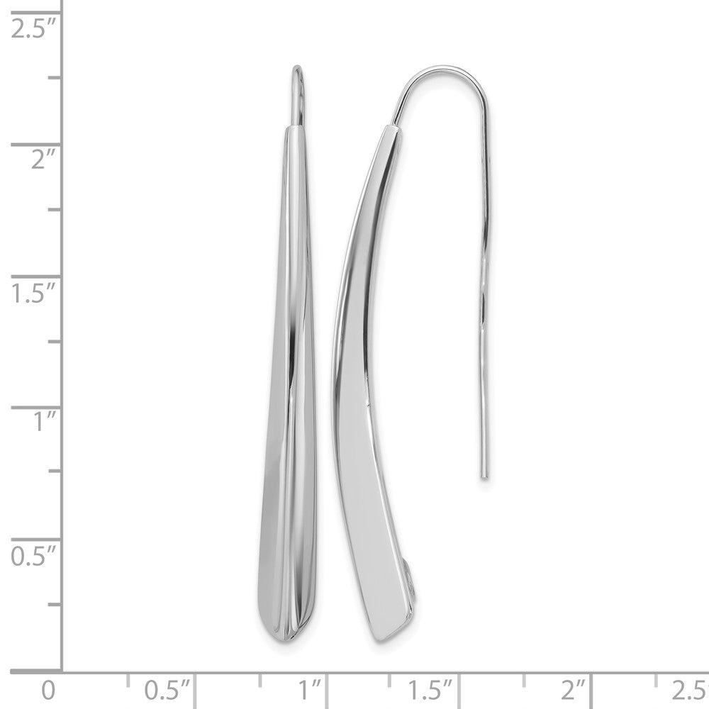 Sterlingsilber Rhodium Platte Poliert Tropfen Stab Durchzieher-Ohrringe