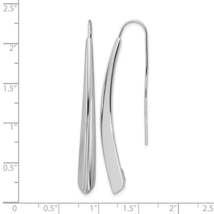Sterlingsilber Rhodium Platte Poliert Tropfen Stab Durchzieher-Ohrringe