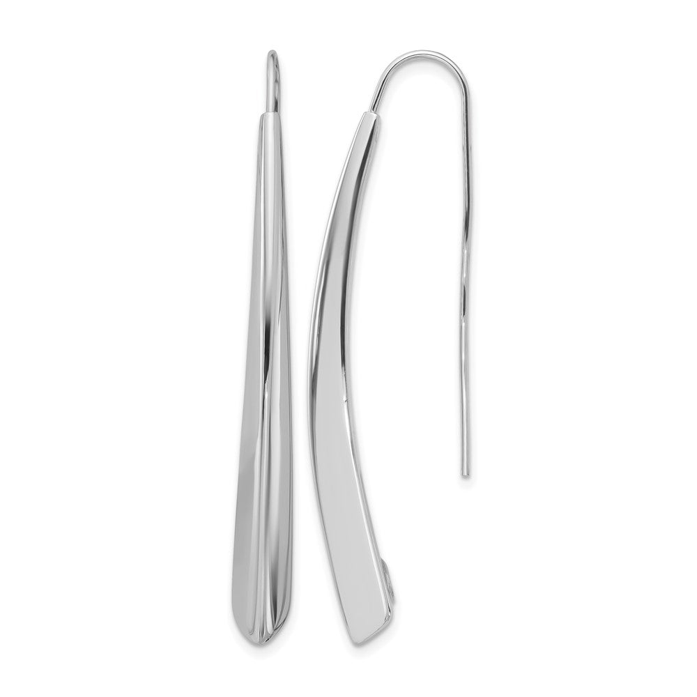 Sterlingsilber Rhodium Platte Poliert Tropfen Stab Durchzieher-Ohrringe
