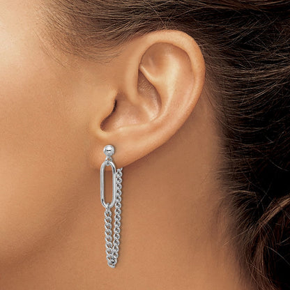 Sterlingsilber Rhodiniert Stecker Kette Ohrhänger