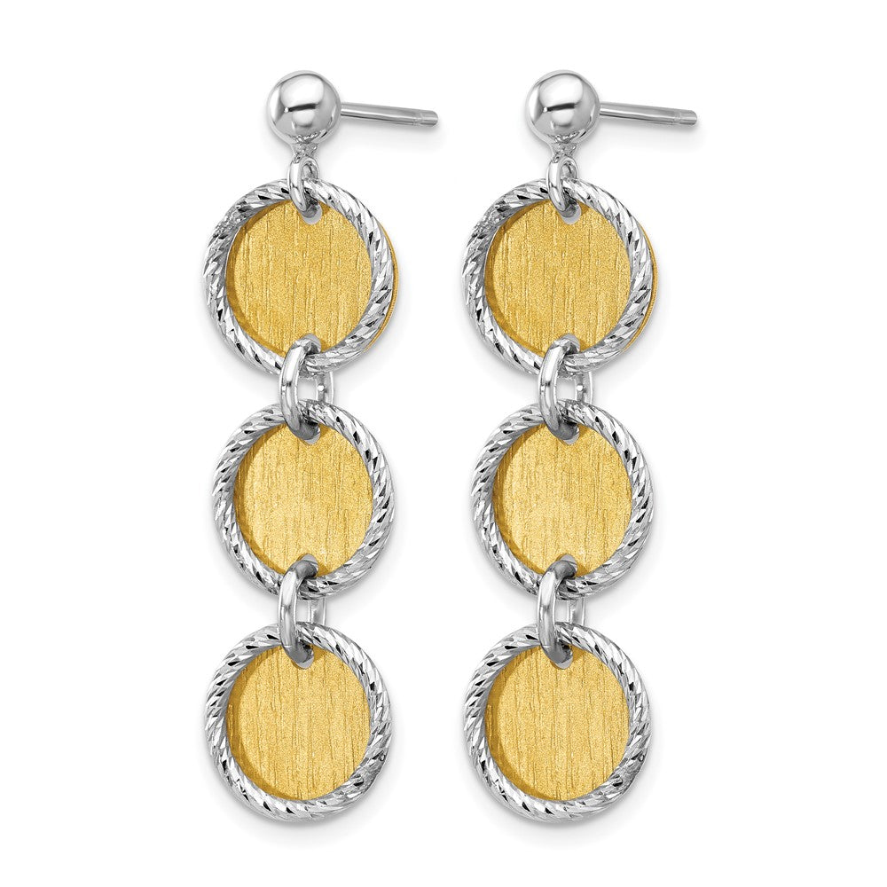 Sterlingsilber Ss Rhodium/vergoldet Poliert/brushed Kreise Ohrhänger