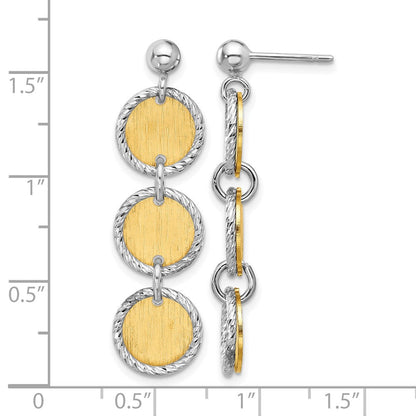 Sterlingsilber Ss Rhodium/vergoldet Poliert/brushed Kreise Ohrhänger