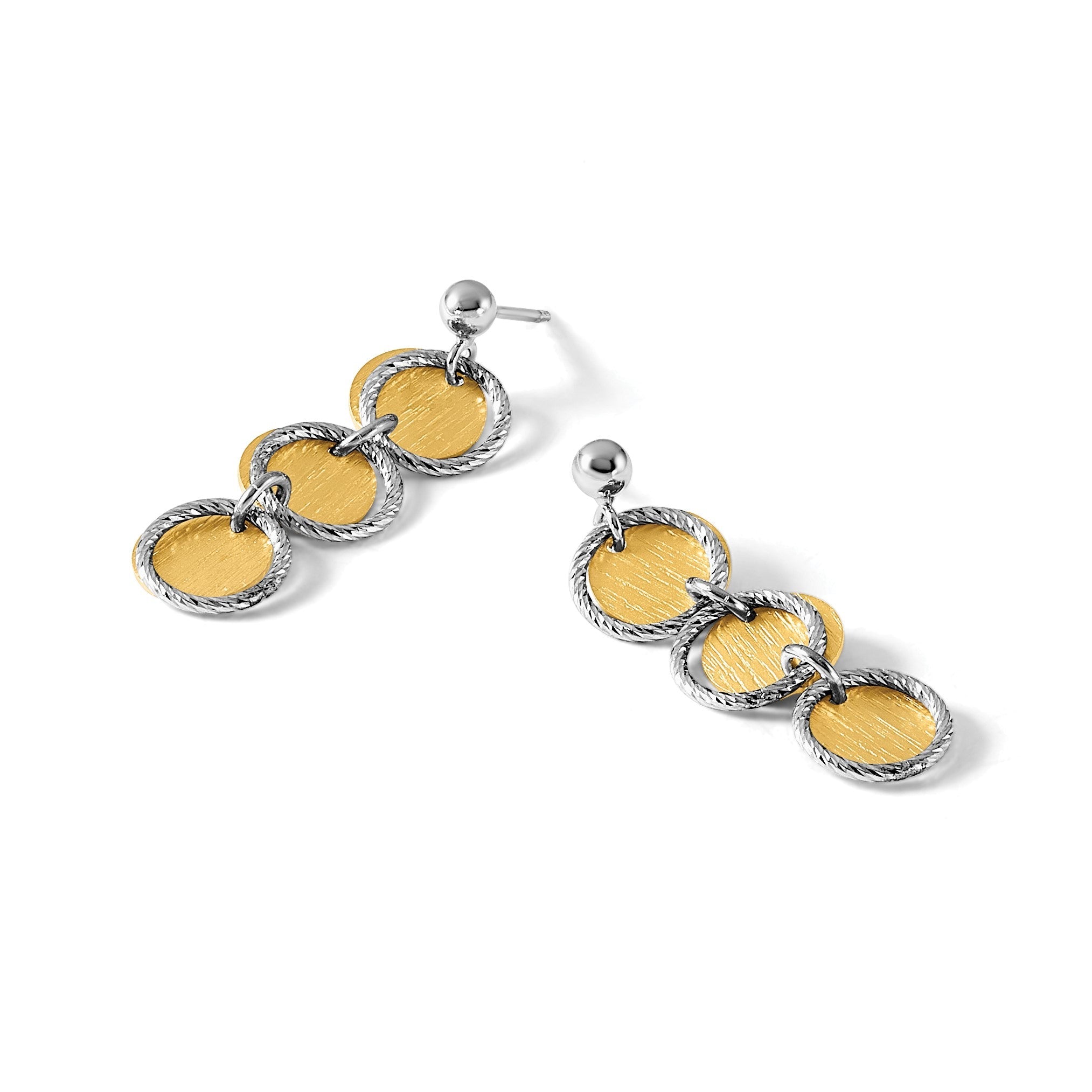 Sterlingsilber Ss Rhodium/vergoldet Poliert/brushed Kreise Ohrhänger