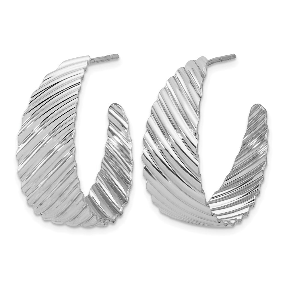 Sterlingsilber Rhodiniert Platin Poliert Gerillt Left/right J Creole Ohrring
