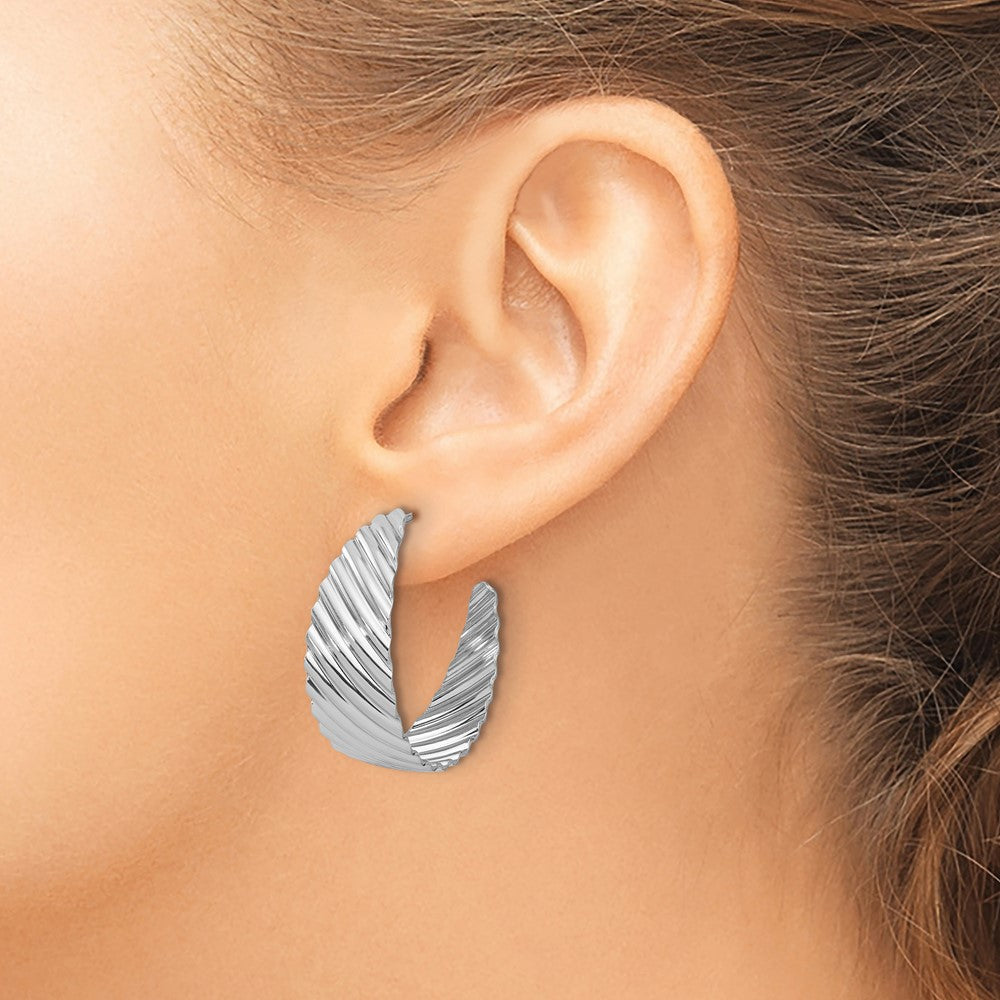 Sterlingsilber Rhodiniert Platin Poliert Gerillt Left/right J Creole Ohrring