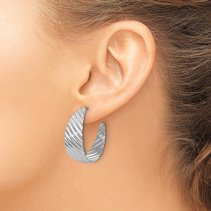 Sterlingsilber Rhodiniert Platin Poliert Gerillt Left/right J Creole Ohrring