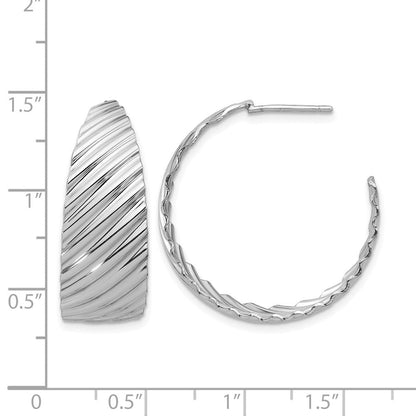 Sterlingsilber Rhodiniert Platin Poliert Gerillt Left/right J Creole Ohrring