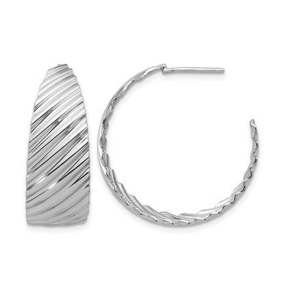 Sterlingsilber Rhodiniert Platin Poliert Gerillt Left/right J Creole Ohrring