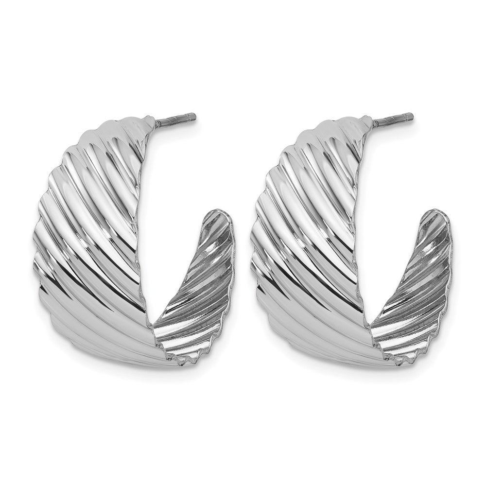 Sterlingsilber Rhodiniert Platin Poliert Gerillt Left/right J Creole Ohrring