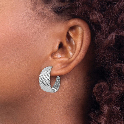 Sterlingsilber Rhodiniert Platin Poliert Gerillt Left/right J Creole Ohrring