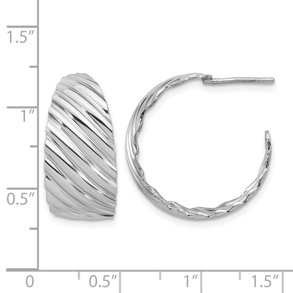 Sterlingsilber Rhodiniert Platin Poliert Gerillt Left/right J Creole Ohrring