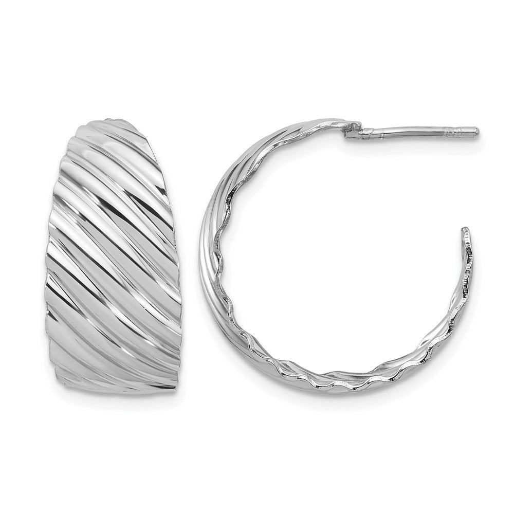 Sterlingsilber Rhodiniert Platin Poliert Gerillt Left/right J Creole Ohrring