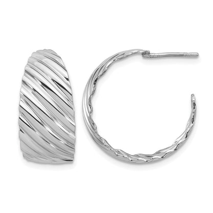 Sterlingsilber Rhodiniert Platin Poliert Gerillt Left/right J Creole Ohrring