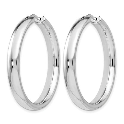 Sterlingsilber Rhodiniert 5mm Halb Rund Röhre Ohrringe