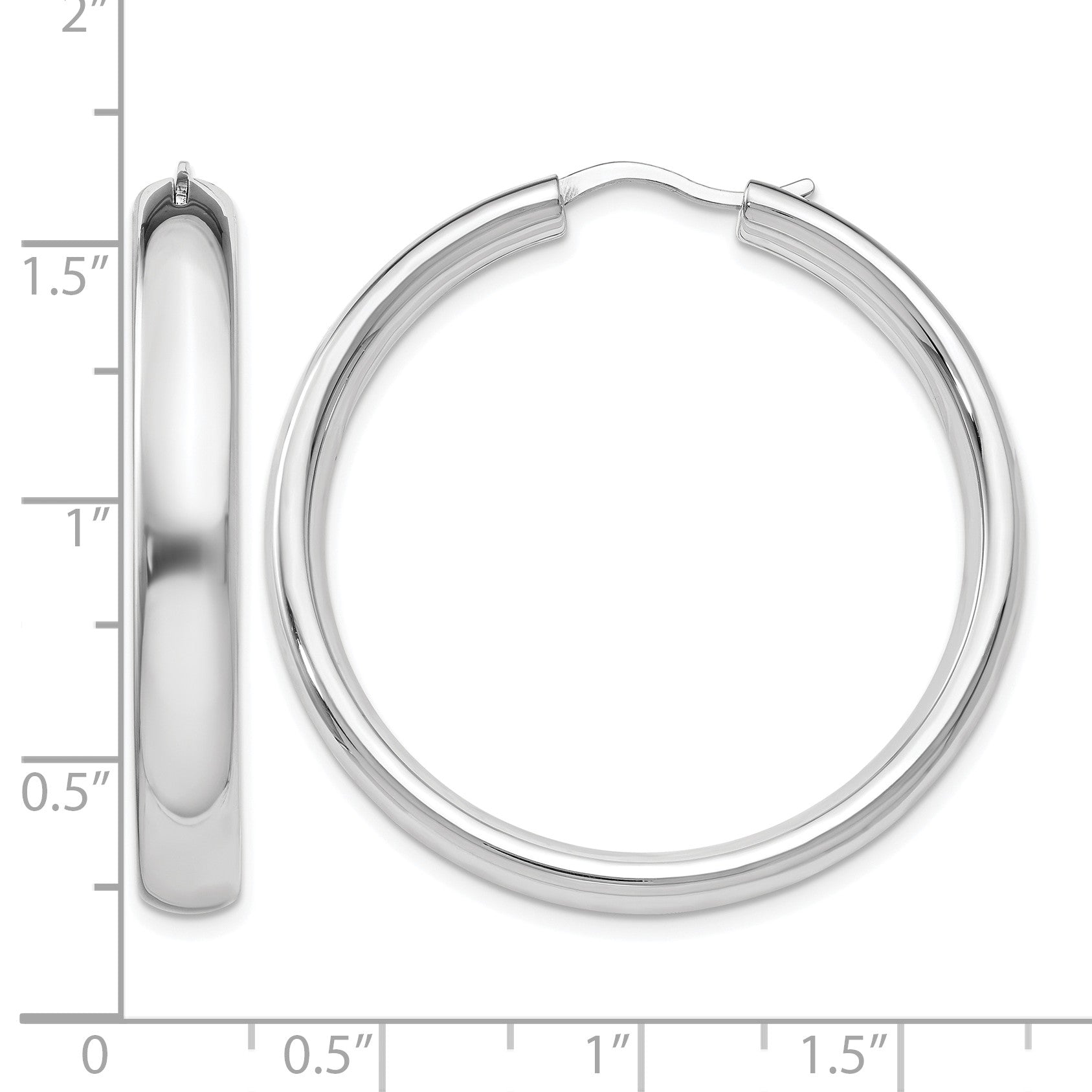 Sterlingsilber Rhodiniert 5mm Halb Rund Röhre Ohrringe