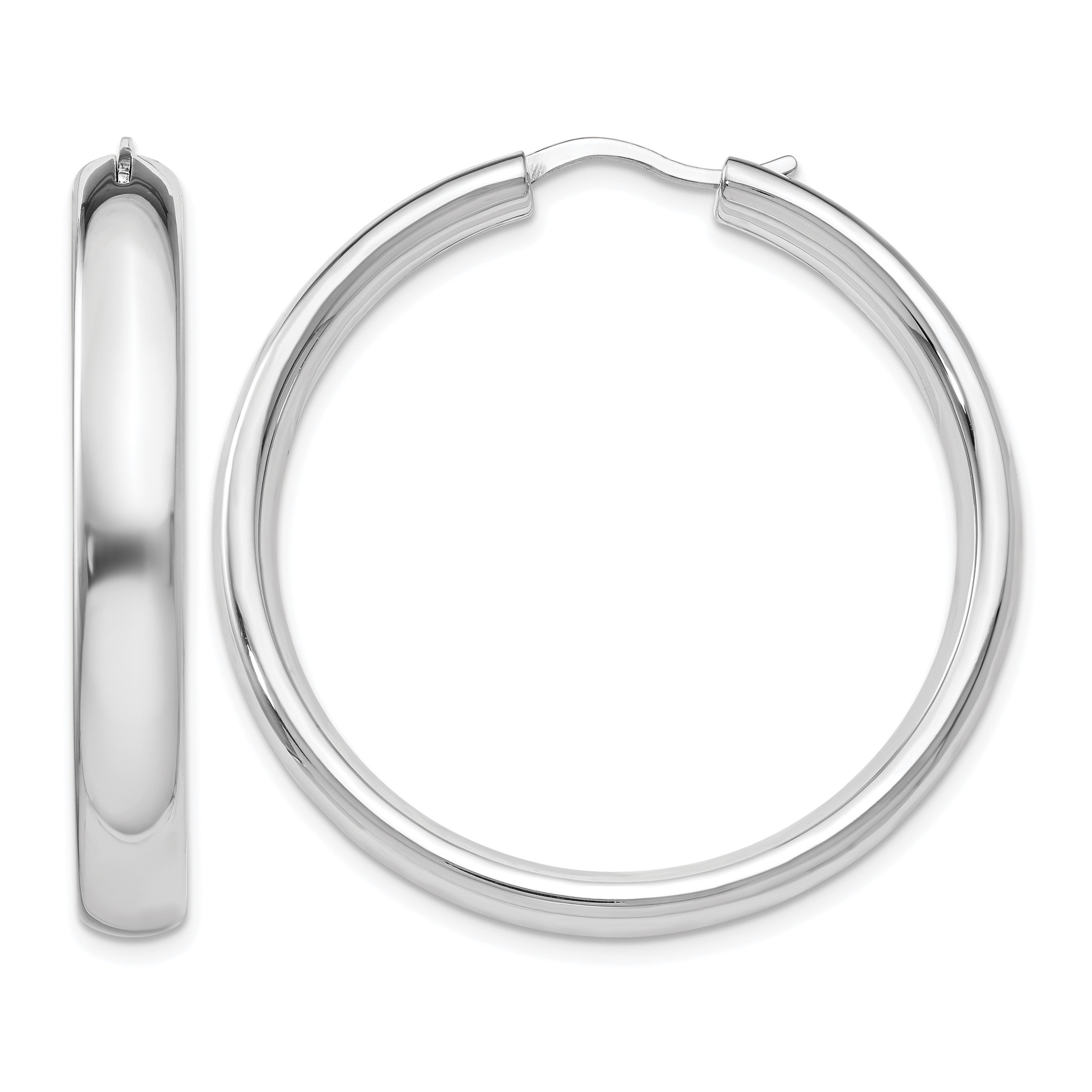 Sterlingsilber Rhodiniert 5mm Halb Rund Röhre Ohrringe