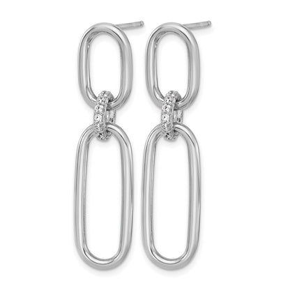 Sterlingsilber Rhodiniert Poliert Zirkonia Hängend Ohrstecker