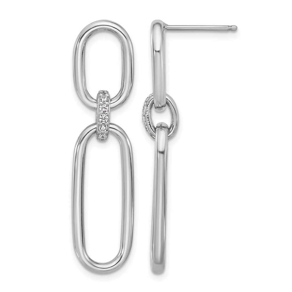 Sterlingsilber Rhodiniert Poliert Zirkonia Hängend Ohrstecker