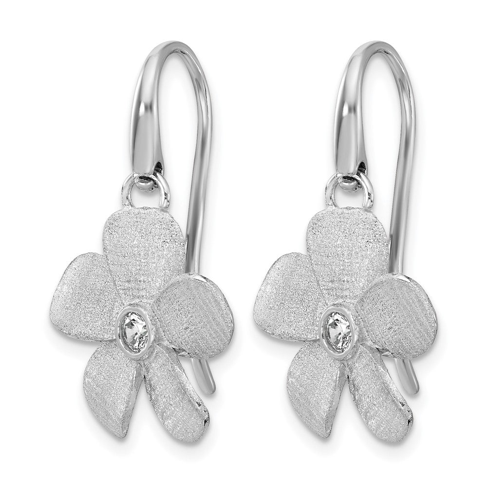 Sterlingsilber Ss Rhodiniert Platin Radiant Essence Pol/scratch Zirkonia Blume Ohrringe