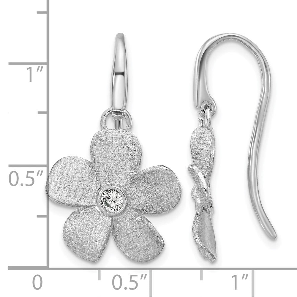 Sterlingsilber Ss Rhodiniert Platin Radiant Essence Pol/scratch Zirkonia Blume Ohrringe