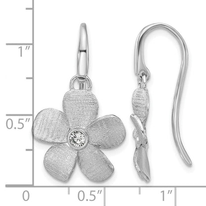 Sterlingsilber Ss Rhodiniert Platin Radiant Essence Pol/scratch Zirkonia Blume Ohrringe