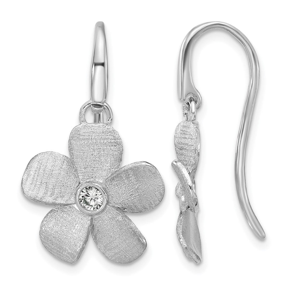 Sterlingsilber Ss Rhodiniert Platin Radiant Essence Pol/scratch Zirkonia Blume Ohrringe
