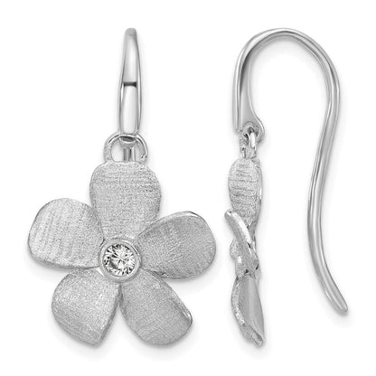 Sterlingsilber Ss Rhodiniert Platin Radiant Essence Pol/scratch Zirkonia Blume Ohrringe