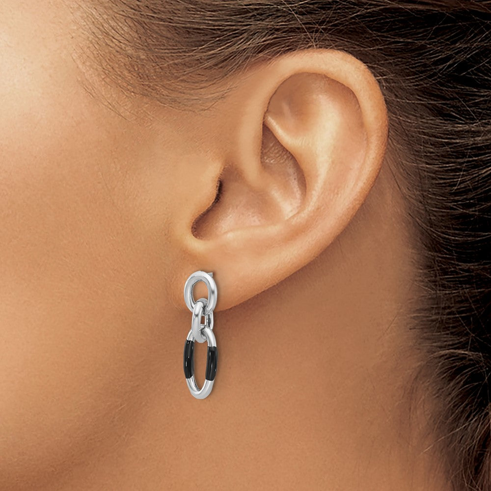 Sterlingsilber Rhodiniert mit Emaille Hängend Ohrstecker