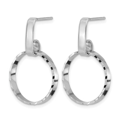 Sterlingsilber Rhodiniert Diamantiert Kreise Stecker Ohrhänger
